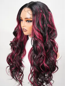 Noble 25 Inch Black & Red Ombre Braided Body Wave Wig