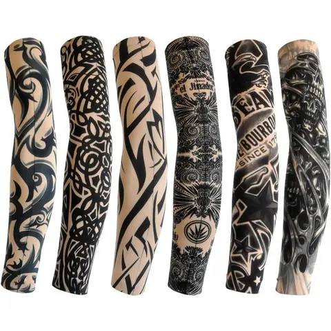 Unisex 6-Piece Tribal Outdoor Arm Sleeves Temporary Tattoo Kit - Customizable Realistic Fake Tattoos, Sunproof, Styling Fake Art Sleeves