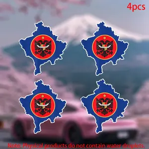 4pcs Kosovo Army Dardania Shield Emblem Stickers, Albania Uqk Uck T-Shirt Decals, Car Door Window Laptop Furniture Decoration, Vinyl Waterproof Decals