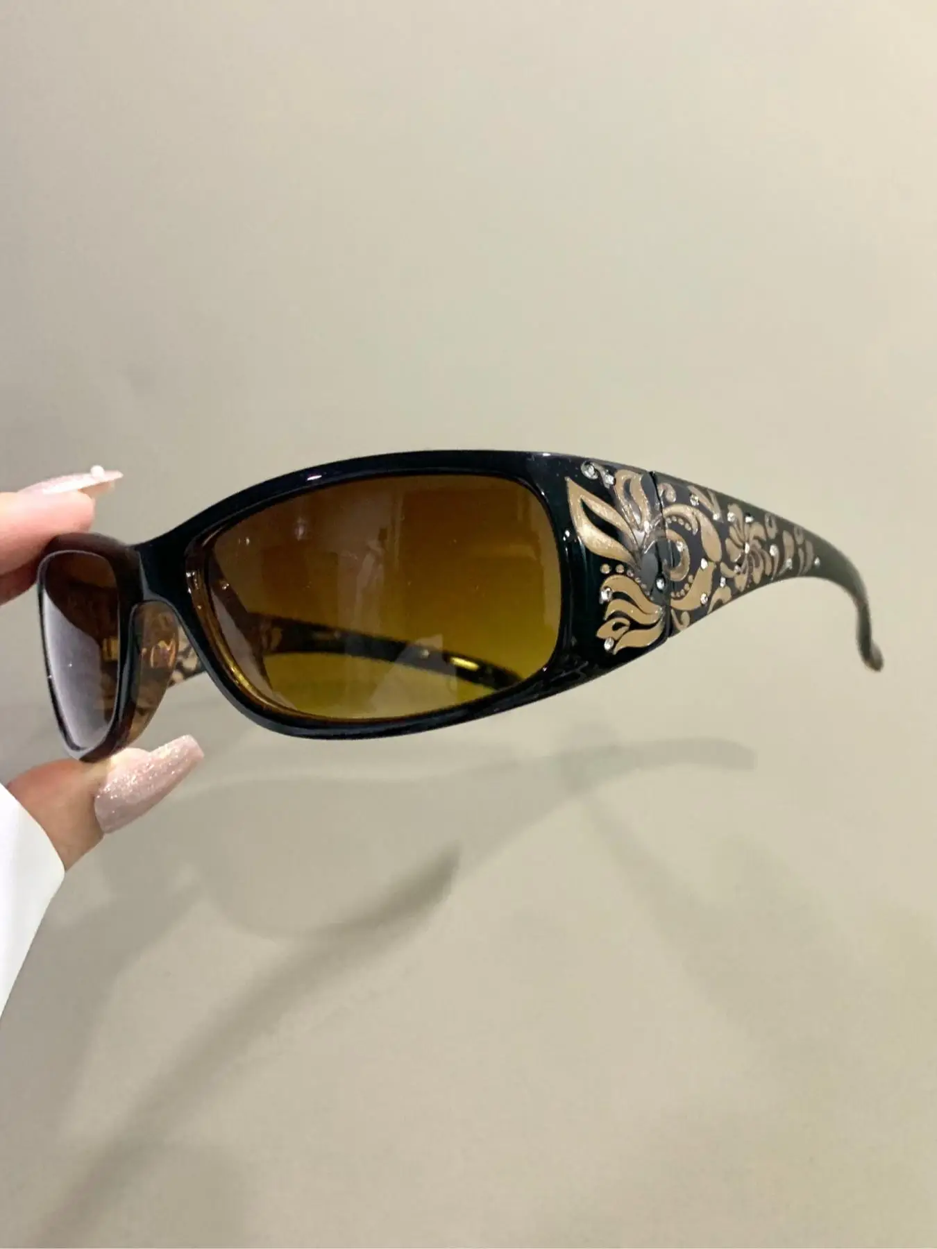 Punk Rhinestone Vintage Fashion Glasses for Men Women, Metal Hinge Eyeglasses, Boho Style, Decorative Lens Eyeglasses