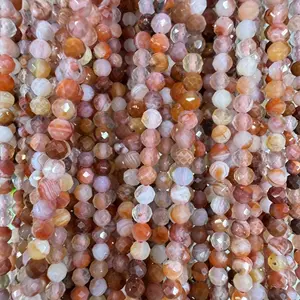 2-3-4mm-Natural Southern Red Agate Faceted Small Round Loose Beads-Exquisite Loose Spacer Beads-Light Luxury and Sophisticated-Various Shapes for DIY Jewelry Making, Perfect for Bracelets, Necklaces, Earrings, Anklets, Pendants, Clothing Accessories, Gift