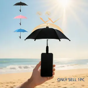 Universal Phone Clip Umbrella, Waterproof & UV Protection Mini Sun Shade, Hands-Free Anti-Glare Phone Stand for Outdoor, Beach, Camping & Car, Cute Summer Gadget Gift