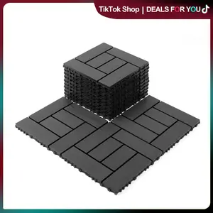 Dark Grey 44 Pack Interlocking Deck Tile, Patio Deck Tiles,12x12in Square Waterproof Flooring Tiles All Weather Use, for Outdoor, Indoor, Poolside, Balcony, Backyard