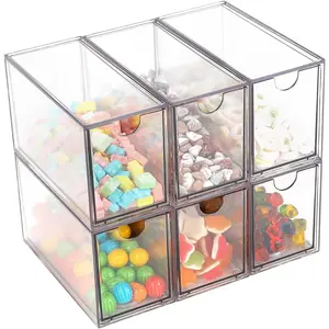 Desk Organizer with Drawers, Stackable Plastic Storage Drawers for Makeup or Desk Organization, Cabinets for Office Dressing Countertop Bathroom Bedroom (6 Packs)