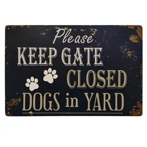 , Please Keep Gate Closed Dogs In Yard Vintage Metal Tin Sign For Lawn Garden Yard Signs 8*12 Inches Tinplate Eid Al-Adha Mubarak
