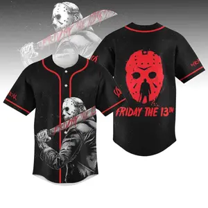 Personalized Jason Voorhees Baseball Jersey – Custom Name Number Horror Movie Fan Jersey Shirt