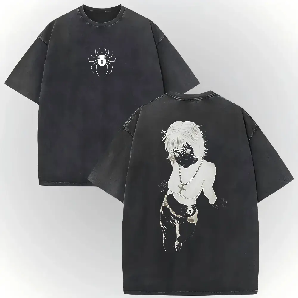 Vintage Washed Hunter X Hunter Shizuku Graphic T-Shirt | 100% Heavyweight Cotton Anime Merch | Retro Streetwear Top & Graphic Tees for Men