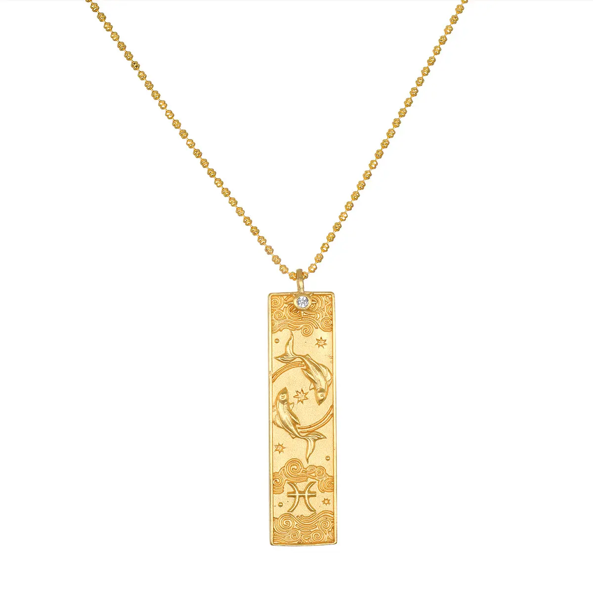 Satya Jewelry Pisces Zodiac Constellation Necklace, 18in 18kt Gold-Plated Brass Necklace, Zodiac Constellation Necklaces