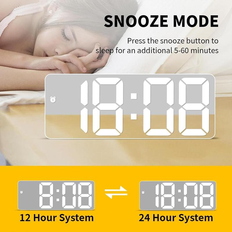 Led Mirror Alarm Clock, 1 Count Modern Exquisite Sound Control Battery Powered Digital Clock, Desktop Electronic Clock for Bedroom Office Home Decor(without Battery)