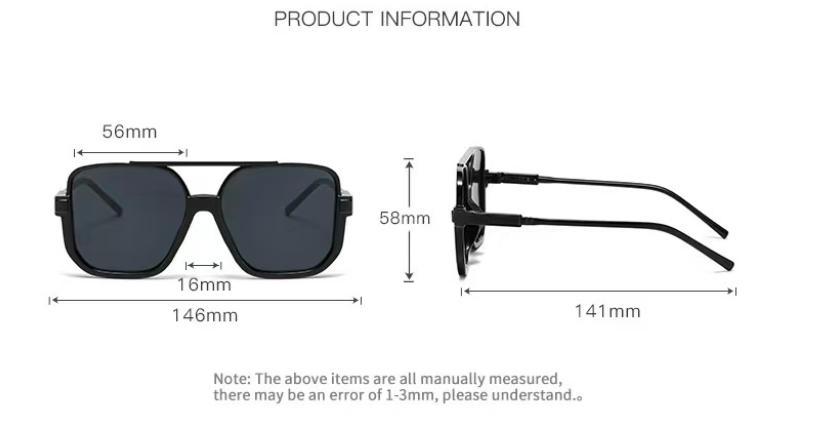 2-Pack Oversized Square Double Bridge Sunglasses,Fashion Y2K American Retro Versatile Casual Sun Glasses,UV Protection Aviator Shades