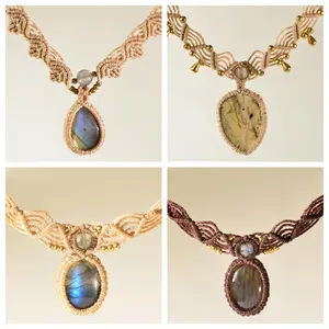 Asteraia [No.M005-M008 Tray #M] Variety Crystal Handwoven Necklace –  Handmade Gemstone Pendant Daily Wear Summervibes