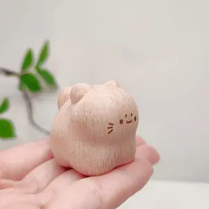 Wooden Lucky Fat Cat Statue Decoration, Perfect for Various Festive Decorations, Room Decor, Adorable Wooden Figurine, Home Decor Ornaments