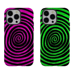Neon Spiral Phone Case – Trippy Psychedelic Swirl Design,for iPhone 17/16/15/14/13/12/11 ProMax Plus for Samsung phones,an excellent gift for friend or fans.