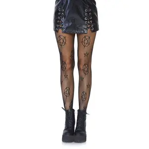 Occult Pattern Fishnet Tights - Breathable and Stretchy Tights for Alt Women