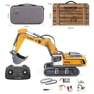 1/50 970 RC Excavator Alloy Model, High-Precision Screw Drive Engineering Vehicle, RC Construction Truck, Remote Control Toy for Adults & Kids