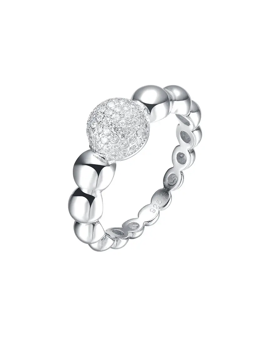 Genevive Silver CZ Graduated Bubble Ring