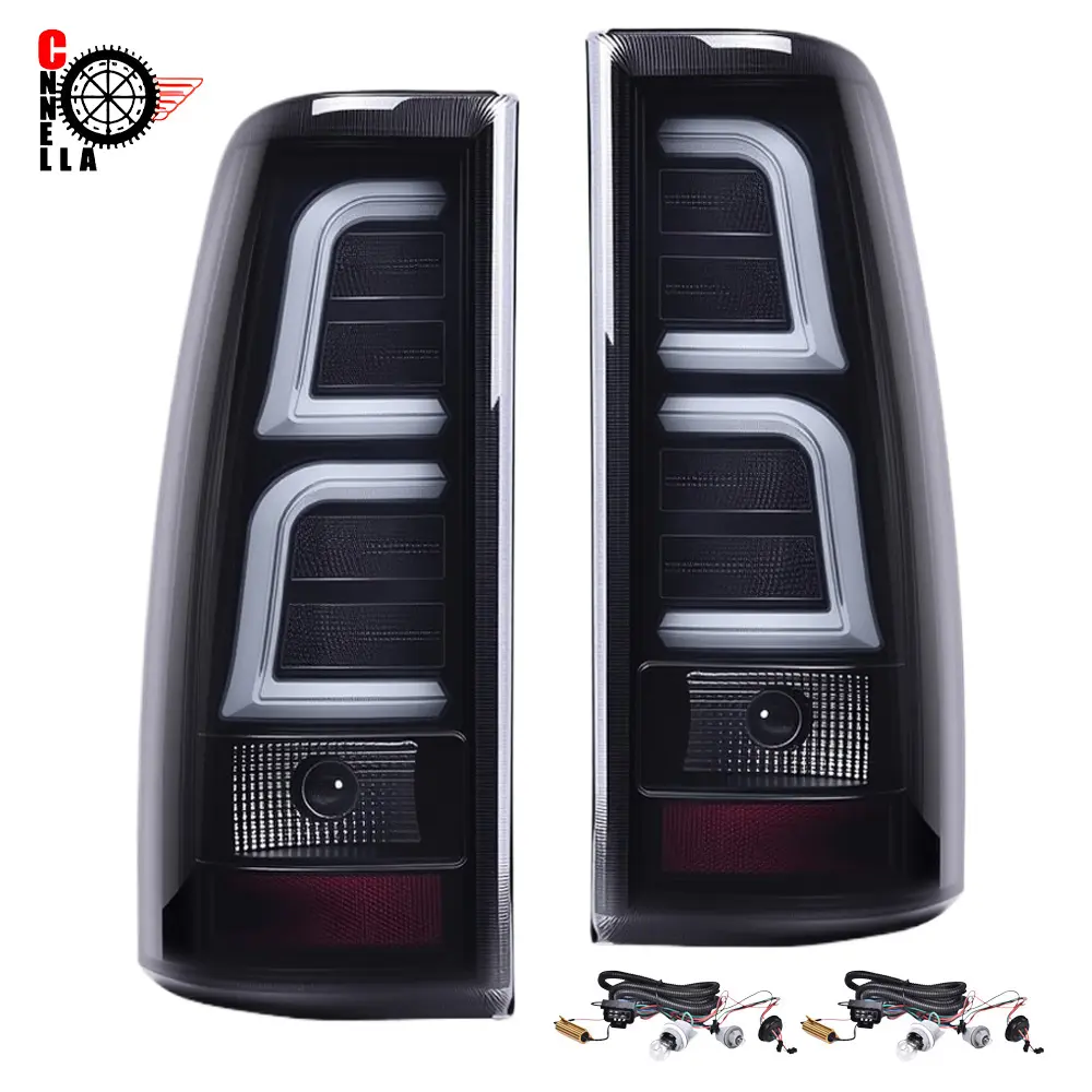 LED Tail Lights Lamps Fit For 99-06 Chevy Silverado GMC Sierra Black Left+Right w/ Harness