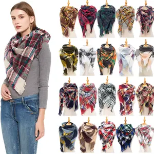 Hot spring, autumn and winter new prickly wool square scarf folio shawl women's plaid triangle scarf for friends and family