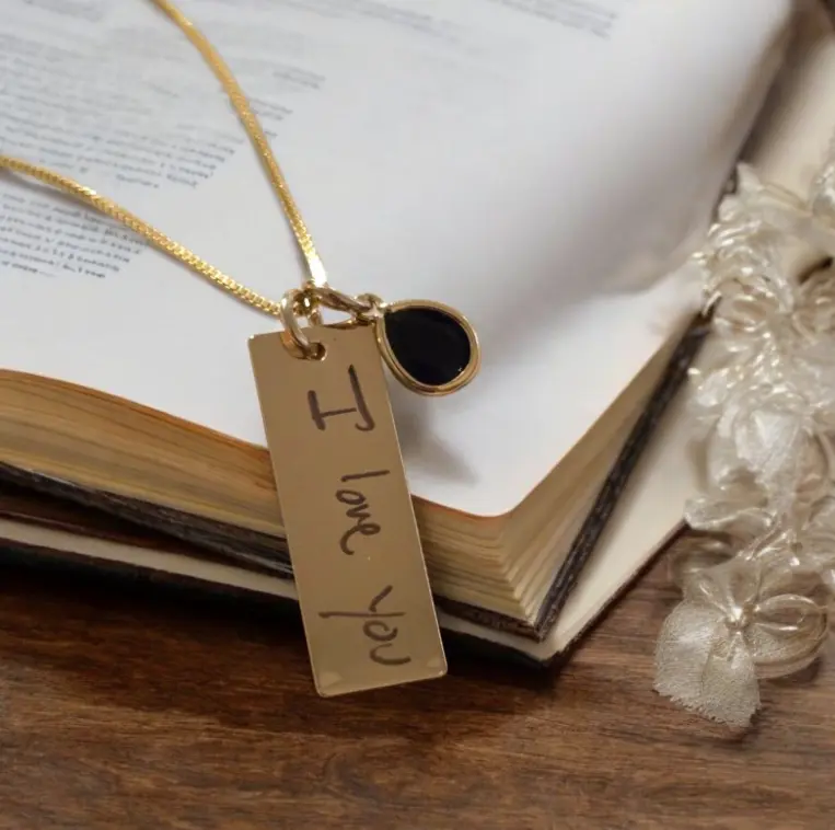 Custom Laser Engraved Necklace with Charm