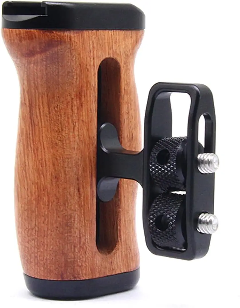 Adjustable Left/Right Camera Cage Handle, Wooden Side Handle Handgrip for EOS RP/A7ii/A7iii/EOS R50/EOS R100/A6700/Z6 ii/Z6 iii/Z7 ii/A7M4/ZV-E10/ZV-E10 ii Cam Cage