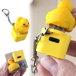 Quacking duck keychain, Frog Croaking Keychain,funny quacking duck hat keychain, realistic vocalization, cute animal sound generator, helps focus and relax, viral stress relief keychain
