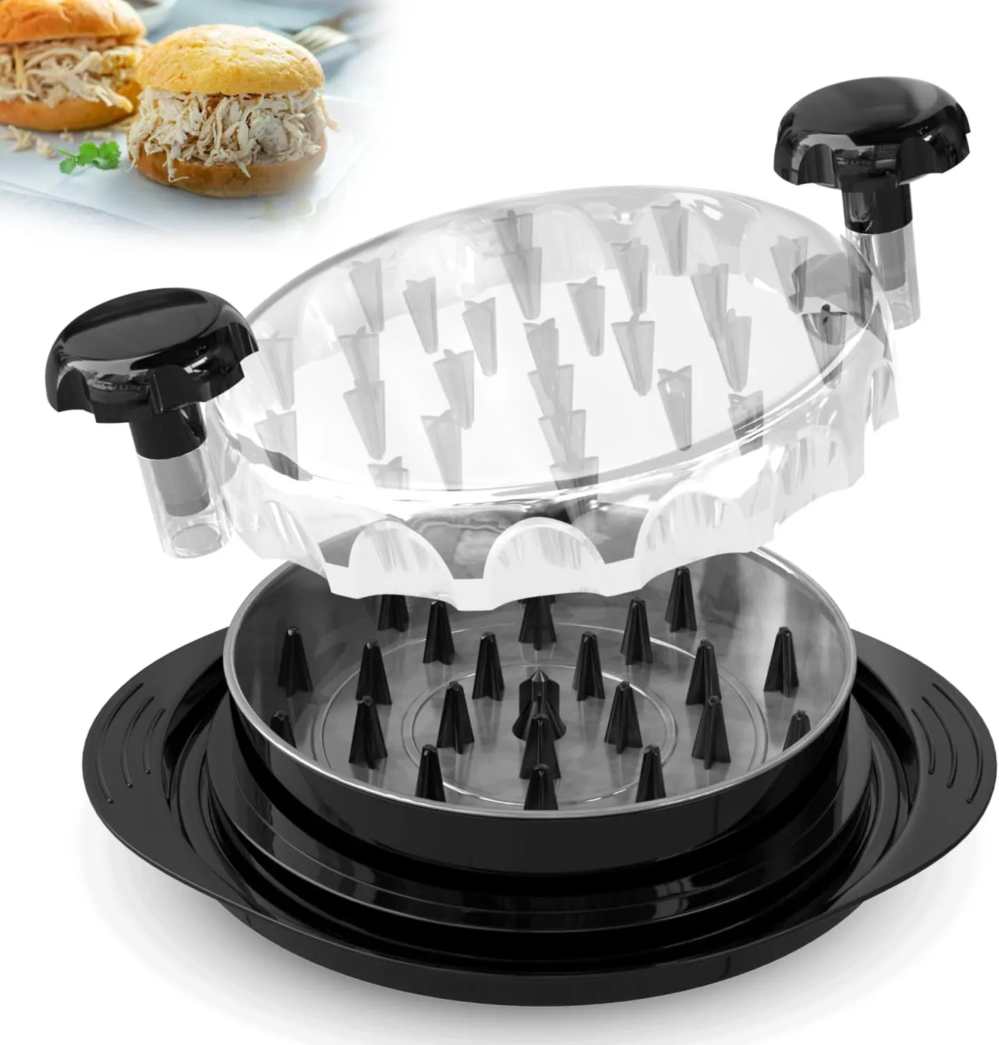Chicken Shredder With Tray – Fast And Convenient Meat Grinder, Suitable For Shredding Chicken, Pork, Or Beef, Non-Slip Base, Dishwasher Safe – Manual Bbq Tool For Shredding Chicken In The Kitchen ... product