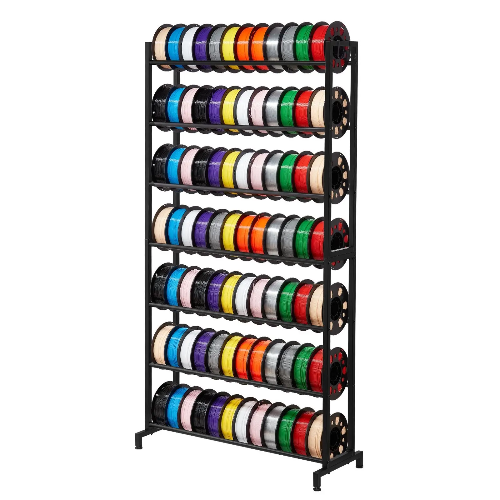 3D Printer Filament Storage Rack - 7 Tier Spool Holder Organizer For PLA ABS PETG Filament Reels, Wall Mount Or Desktop Stand, Durable Sturdy Design, Space Saving, Wide Compatibility, Easy Access, Multi Shelf