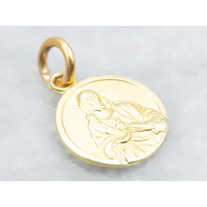 18-Karat Yellow Gold Religious Medallion