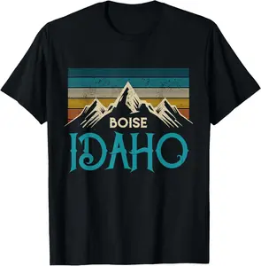 100% Cotton Boise Idaho Vintage Mountains Souvenir Gift T-Shirt