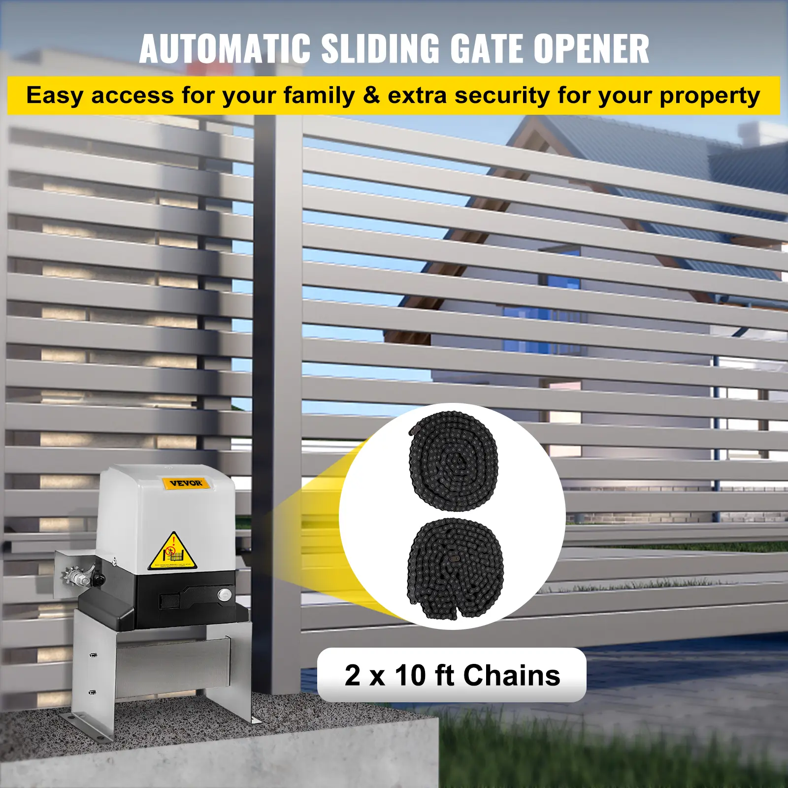 【summerfinds】VEVOR Automatic Sliding Gate Opener 1400LBS with 2 Remote Controls, , Gate Operator Hardware Kit for Security, Move Speed 43ft Per Min, Electric Rolling Driveway Slide Gate Motor