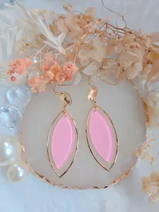 PINKme Pink Leaf Shape Dangle Earring-Cute and Lovely Style-Lightweight and Comfortable