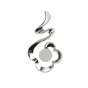 Brushed Silver Plated Wave Drop Pendant Base, 12mm Blank Bezel Pendant Tray for Cabochon Setting, Fused Glass, Jewelry Making DIY Finding