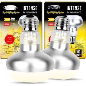 Reptile Heat Lamp, 2-Pack 100W Intense Spot, Bearded Dragon & Lizard Basking Light, Simulated Midday Sun for Reptiles & Chickens
