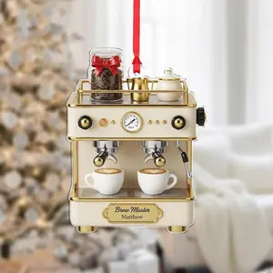 Personalized Espresso Machine Ornament, Coffee Lover Barista Christmas Gift, Custom Coffee Shop Decor