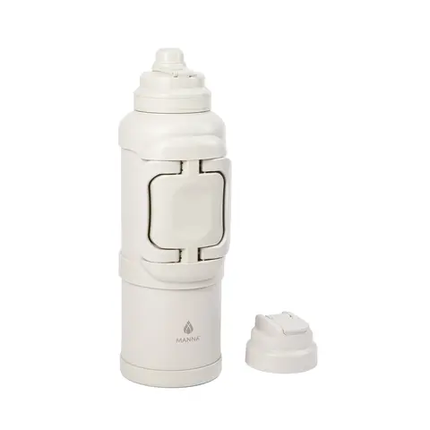 Manna Limited Edition 4L Stainless Insulated Thermal Water Bottle - BPA & Lead-Free Kitchen Drinkware, Daily Water Intake Bottle, Portable with Flipback Handle, Large Cleaning Opening, Bonus Straw Lid Tumbler, Silicone Parts, Side Rest Feet, Steady Base