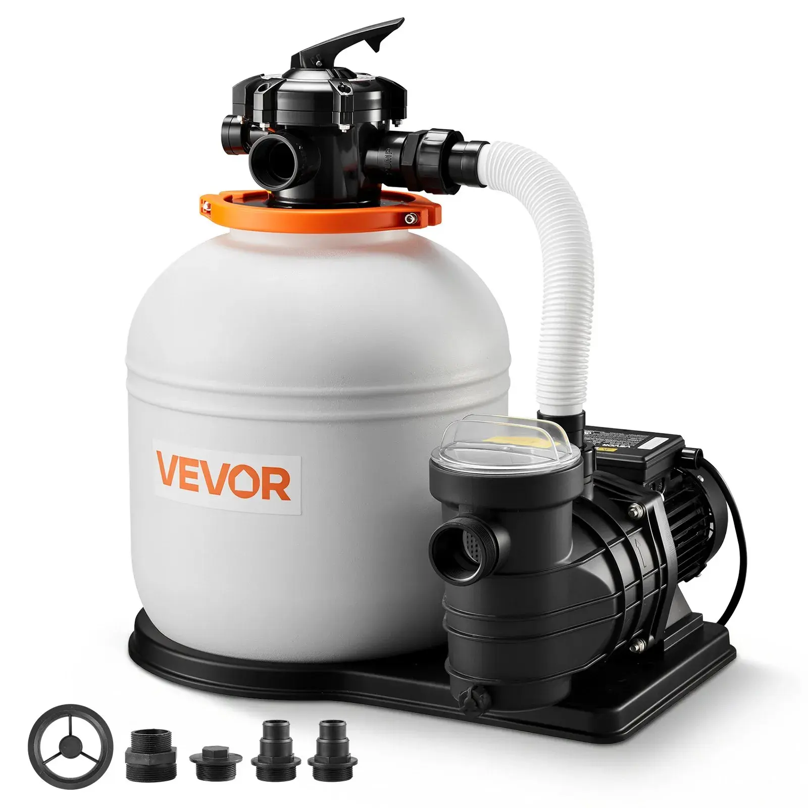 VEVOR 16 in Sand Filter Pump for Above Ground Pool, 0.75 HP 4400 GPH, Swimming Pool Sand Filter Pump with Pre-Assembled Core & Leak-Resistant Design, 6-Way Valve, High-Efficiency Filtration for Pools Not Include Filter Balls