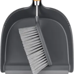 Dustpan and Brush 3.5"W x 13"H Set with Stainless Steel Handle, Hand Mini Broom and Dustpan Set, Small Broom and Dustpan Set for Kitchen/Desktops/Bedroom, Dark Gray, 1 Set