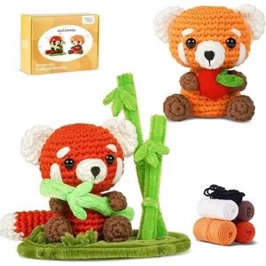 Crochet Kit for Beginners, Crochet Animal Kits, Crocheting Kit for Starters, Learn to Crochet with Step-by-Step Video Tutorials, Beginner Crochet Kit for Adults(Panda)