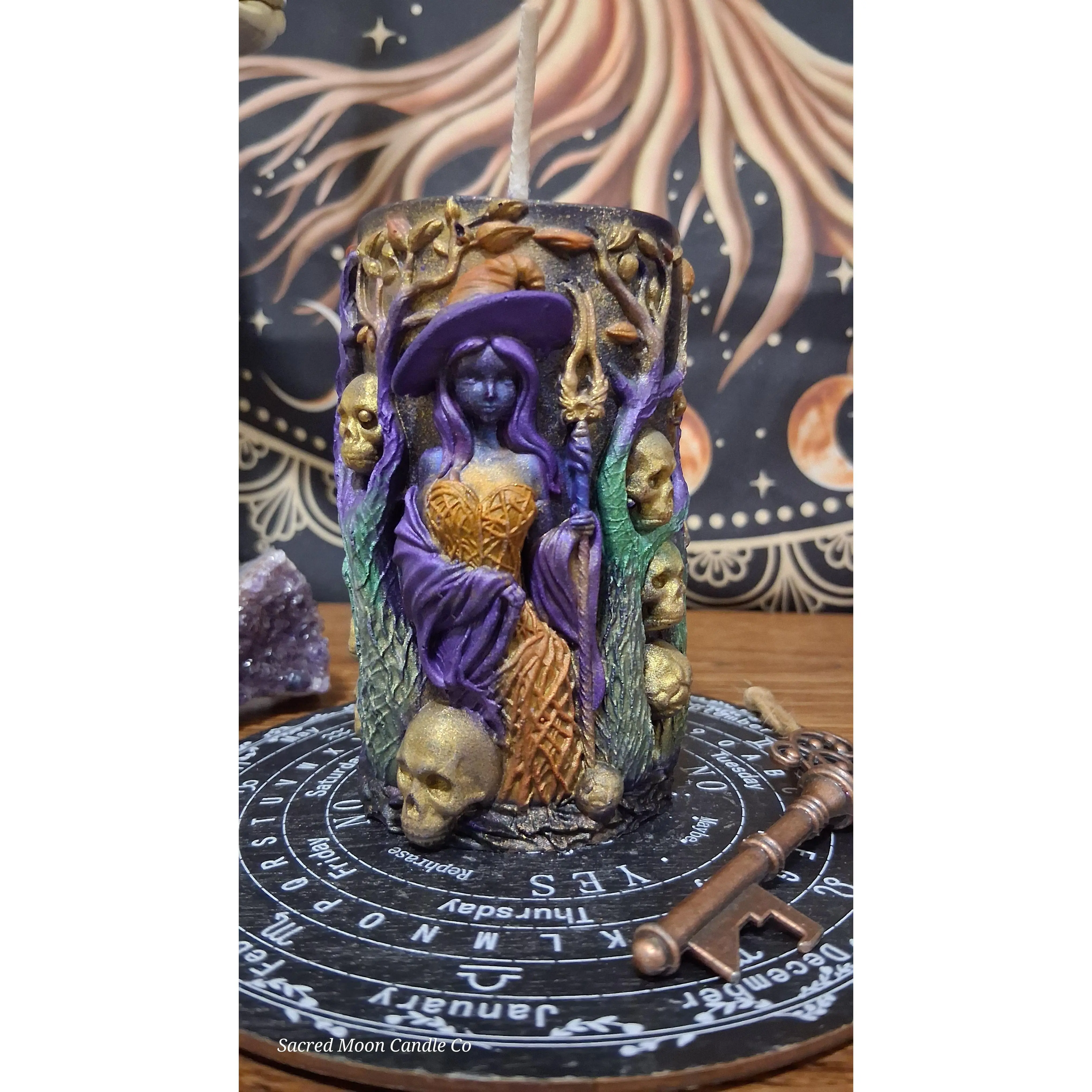Hekate's Saffron Garden Witch Pillar Ritual Candle