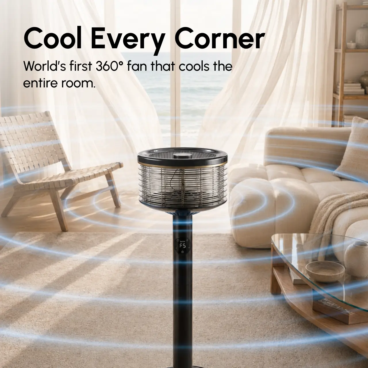 Spin360 Fan - 360 Natural Breeze for Air Circulation | Comes with Remote, 9 Speeds, LED Light & Scent Pod Options!