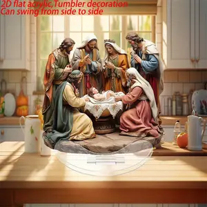 Easter Acrylic Jesus Nativity Scene Figurine - Religious Home Decor with Mary, Joseph, Youngsters Jesus & Angels - Colorful Tabletop Display for Easter or Year-Round Catholic Decoration fake  flowers religious ornament home laundry room  Multicolor small