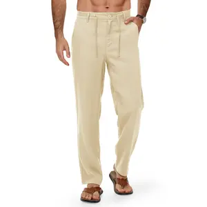 GOPUNE Men's Linen Pants Casual 5 Pockets Lightweight Breathable Dress Pants Summer Beach Work Trousers outdoorfun