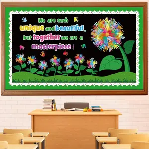 Spring Flowers Bulletin Board Decorations Set, Spring Tree Bulletin Board Classroom Decoration Watercolor Handprint Flowers Cutouts Library Home Window Wall Party Decor for Teacher