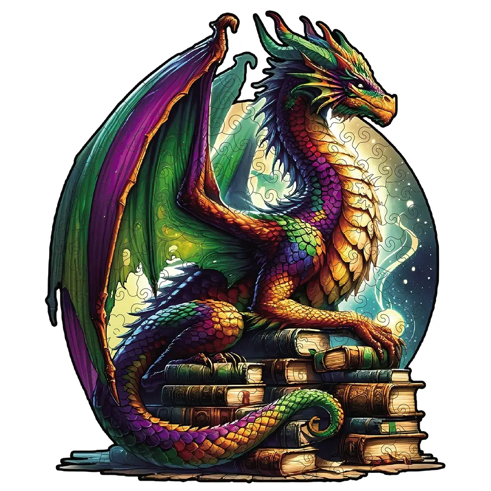 Adult Wooden Puzzle, Wooden Jigsaw Puzzle, Magic Dragon Shape Unique Wood Puzzle, Perfect Holiday Gift for Friends & Family, Art Puzzles Gift, Modern Art Home Decor