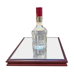 FixtureDisplays® 11 X 11 X 1.5" Wood Riser with Acrylic Mirror Platform Display Glorifier for Collectable Items 19383-NF