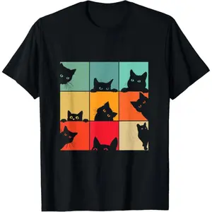 Funny Retro Black Cat T-Shirt for Cat Lovers