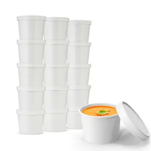 MT Products White Paper Soup Cups | Disposable Ice Cream Cups for Hot Food or Cold - Pack of 20