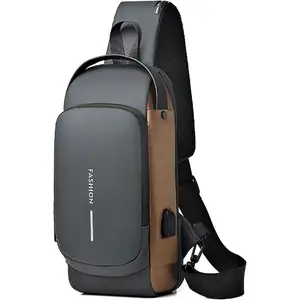 Sling Bag for Men Anti-Theft USB Crossbody Backpack Waterproof Chest Daypack | Anti-Theft,  Waterproof- Large Travel Bag Multi-Layer Storage, Detachable Strap, Durable & Stylish,Portable