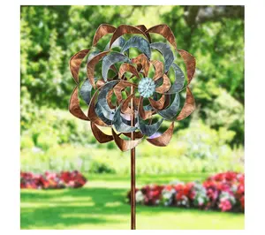 Evergreen 75"H Blue & Copper Edge Wind Spinner