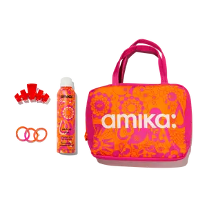 amika x TELETIES necessities set | 3 pc hair ties, clip, essentials bag + perk up plus